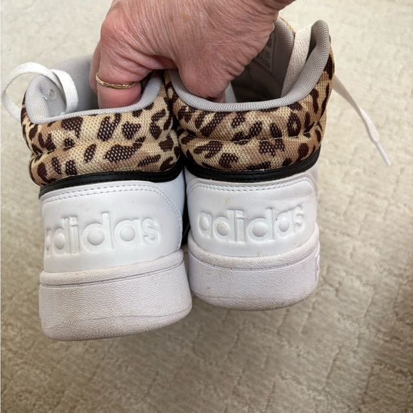 Adidas White and Black High Top Sneakers with Leopard Detail - Picture 4 of 5